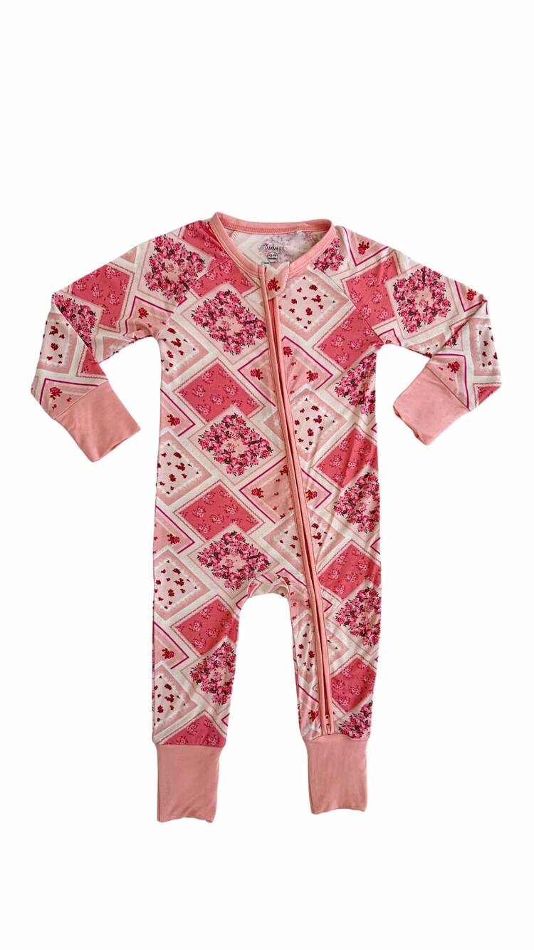 NEW IN MY JAMMERS kids' zipper romper in floral patchwork